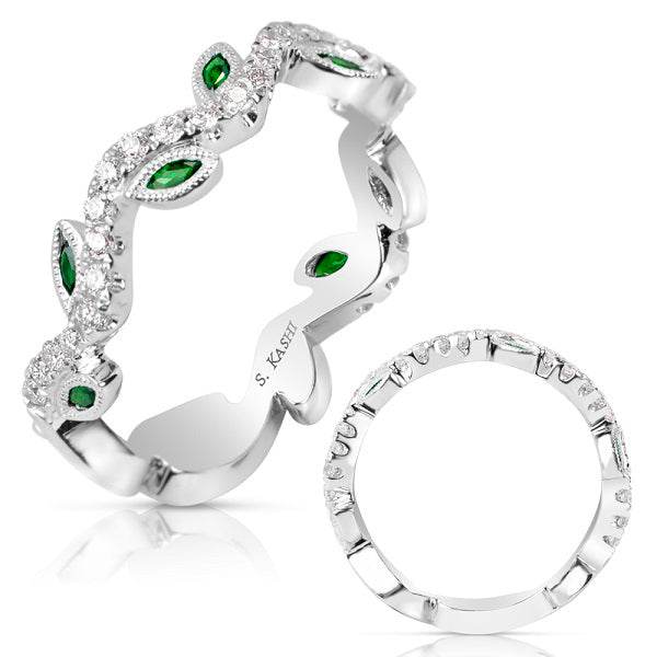 White Gold Tsavorite & Diamond Band - C5771-TSWG