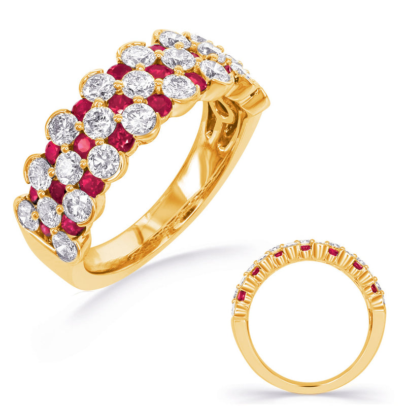 Yellow Gold Ruby & Diamond Band - C5774-RYG