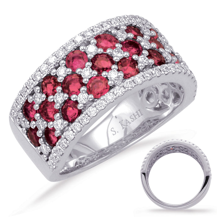 White Gold Ruby & Diamond Ring - C5775-RWG