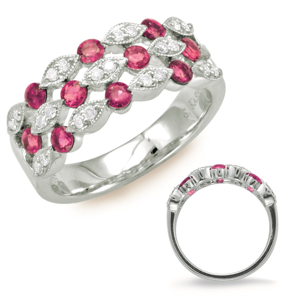 White Gold Ruby & Diamond Ring - C5776-RWG