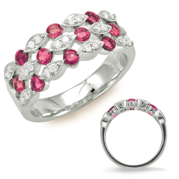 White Gold Ruby & Diamond Ring - C5776-RWG