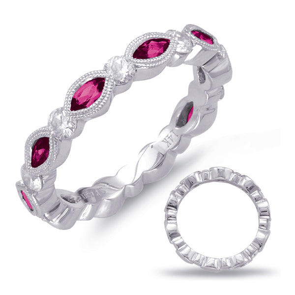 White Gold Ruby & Diamond Ring - C5778-RWG