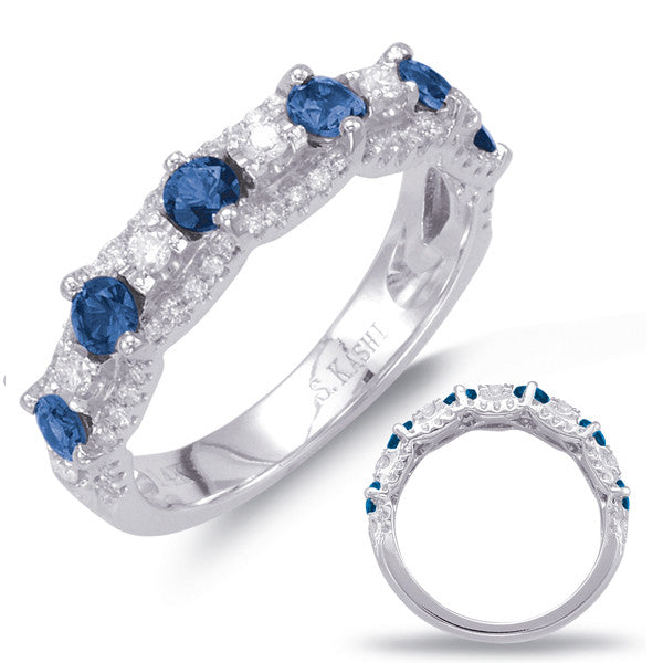 White Gold Sapphire & Diamond Ring  # C5781-SWG - Zhaveri Jewelers
