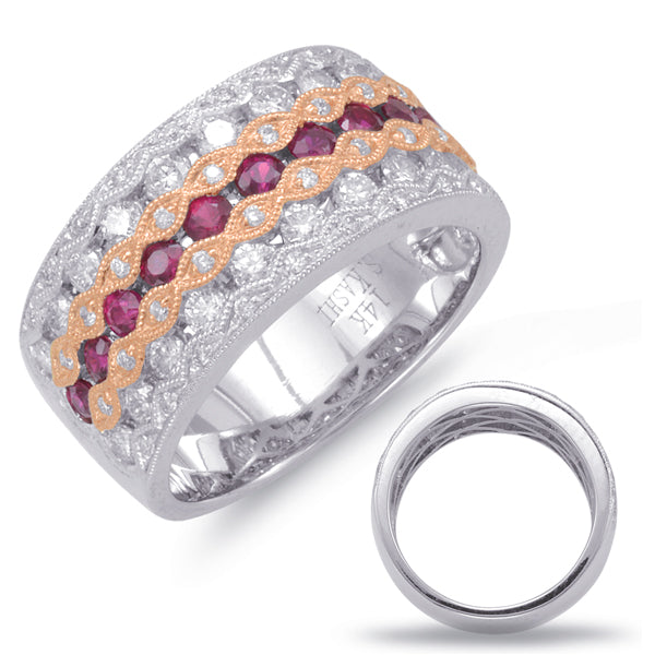 Rose & White Gold Ruby & Diamond Ring - C5784-RRW