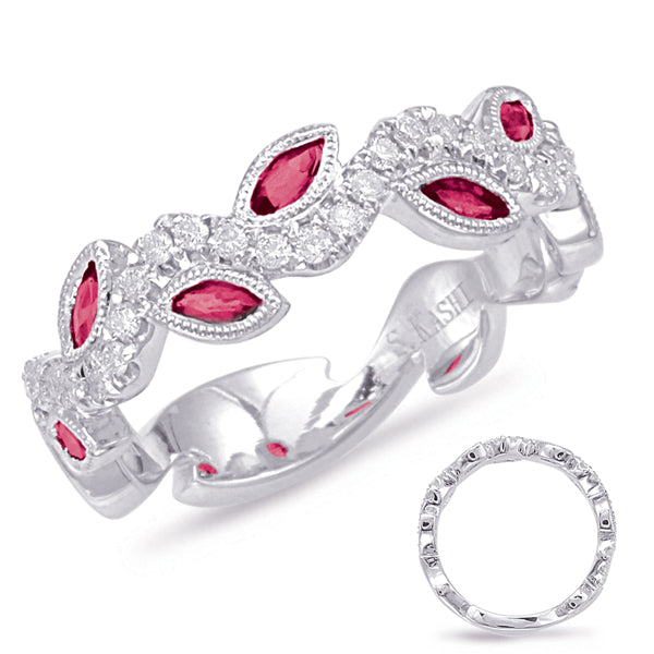 White Gold Ruby & Diamond Ring - C5786-RWG