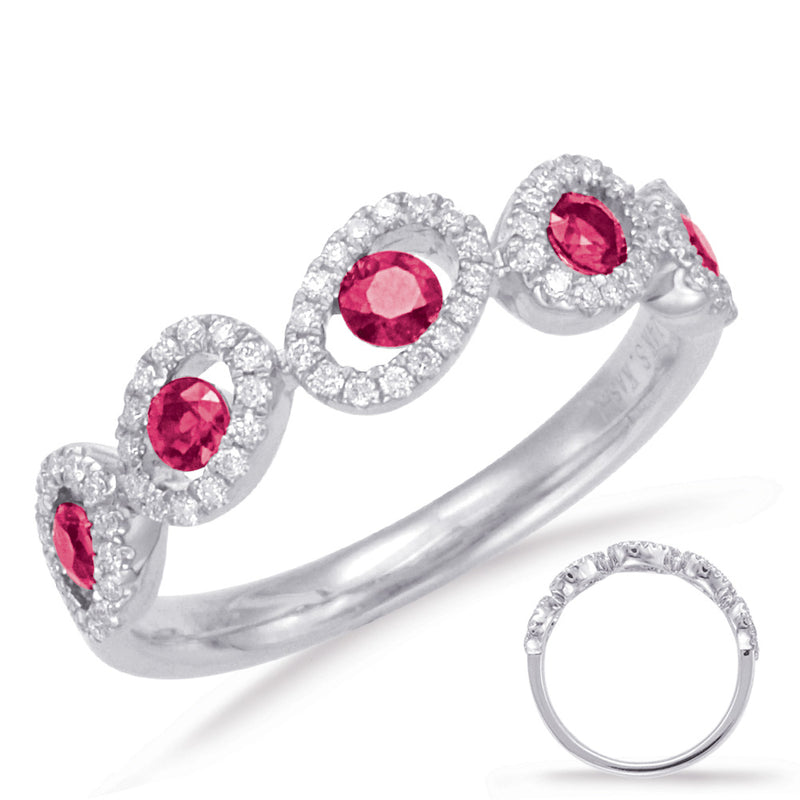 White Gold Ruby & Diamond Ring - C5788-RWG