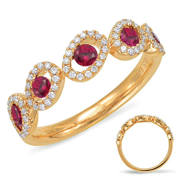 Yellow Gold Ruby & Diamond Ring - C5788-RYG