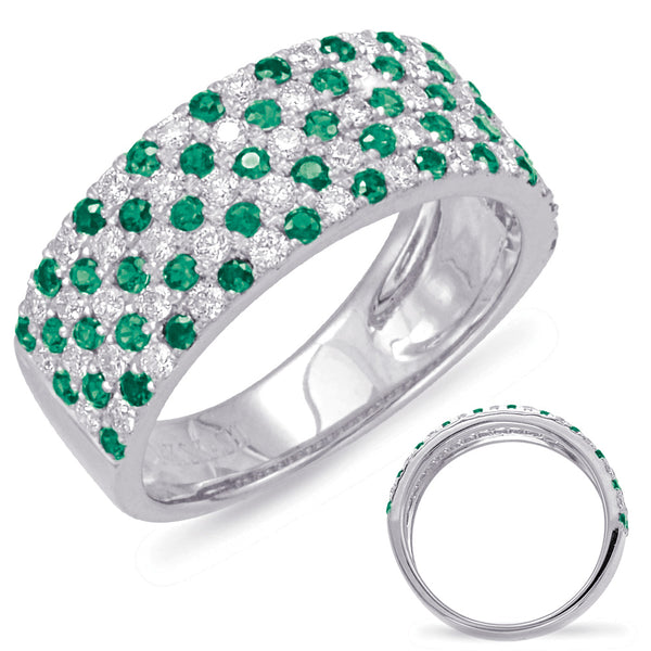 White Gold Green Garnet & Diamond Ring - C5790-GWG