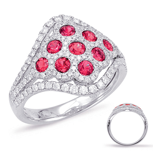 White Gold Ruby & Diamond Ring - C5794-RWG