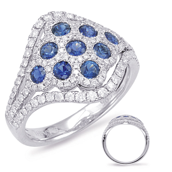 White Gold Sapphire & Diamond Ring - C5794-SWG