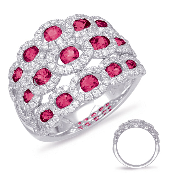 White Gold Ruby & Diamond Ring - C5795-RWG