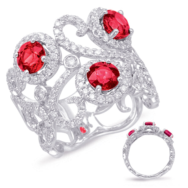 White Gold Ruby & Diamond Ring - C5796-RWG