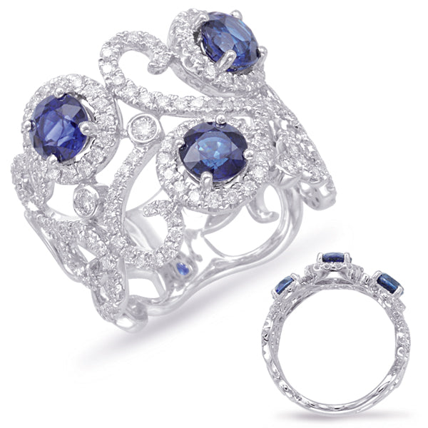 White Gold Sapphire & Diamond Ring - C5796-SWG