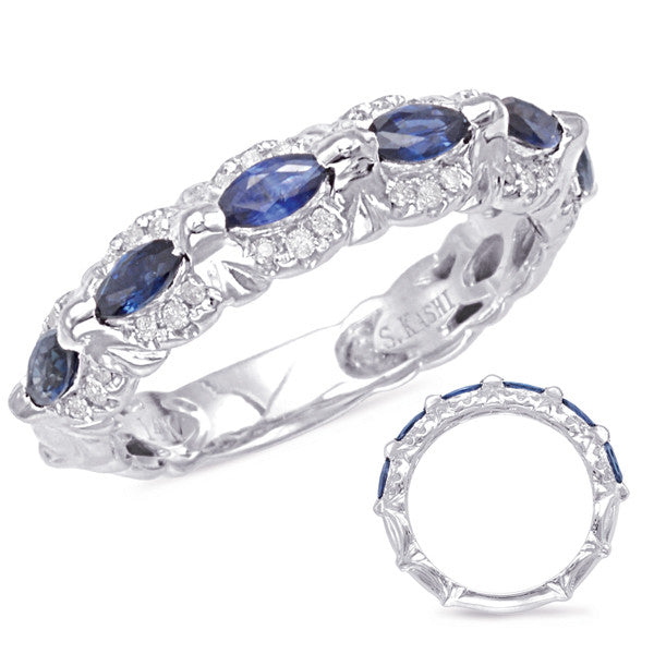 White Gold Sapphire & Diamond Ring  # C5797-SWG - Zhaveri Jewelers