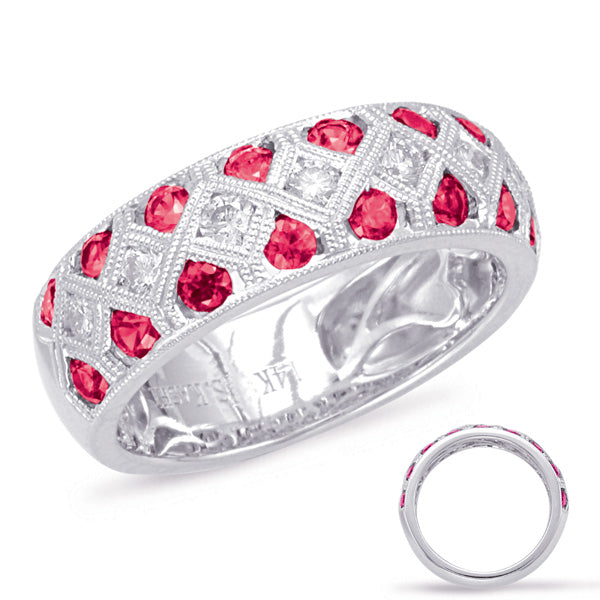 White Gold Ruby & Diamond Ring - C5798-RWG