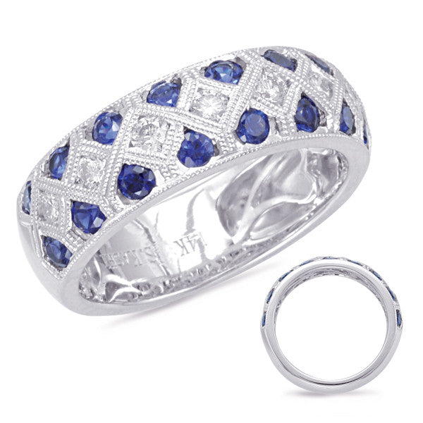 White Gold Sapphire & Diamond Ring  # C5798-SWG - Zhaveri Jewelers
