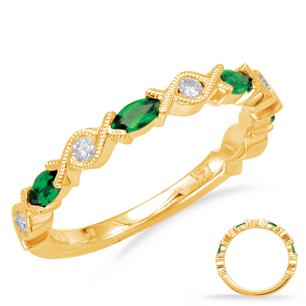 Yellow Gold Emerald  & Diamond Ring - C5800-EYG