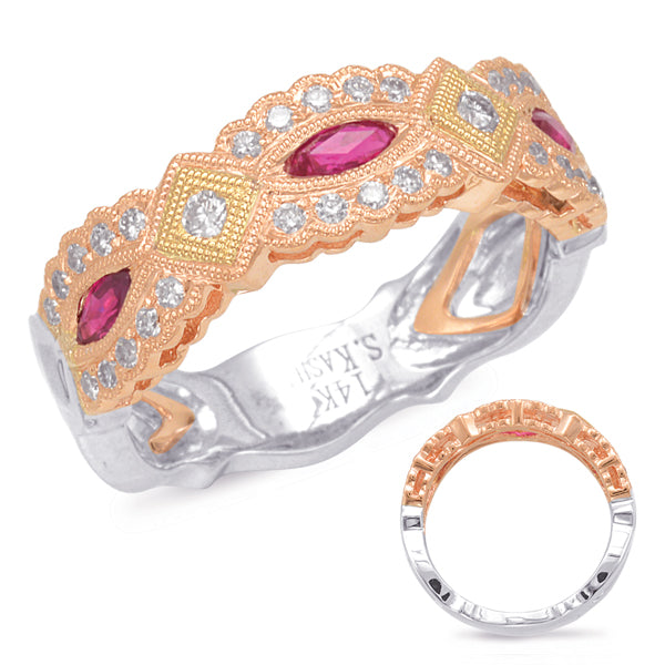 Rose Yellow White Ruby & Diamond Ring - C5802-RRYW