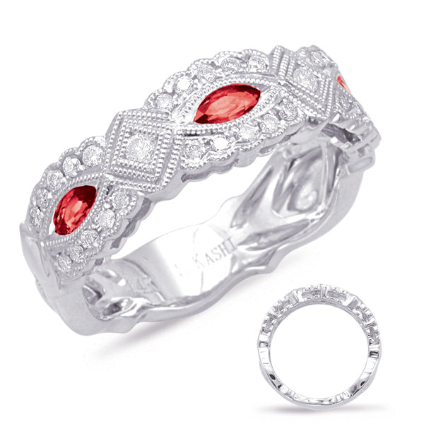 White Gold Ruby & Diamond Ring - C5802-RWG