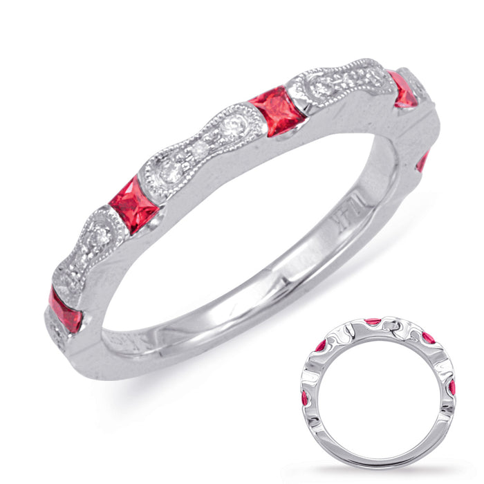 White Gold Ruby & Diamond Ring - C5803-RWG