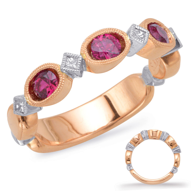 Rose & White Gold Ruby & Diamond Ring - C5807-RRW