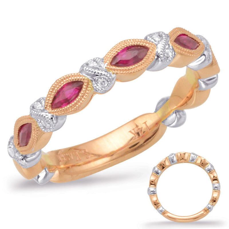 Rose & White Gold Ruby & Diamond Ring - C5810-RRW