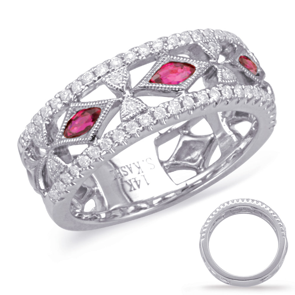 White Gold Ruby & Diamond Ring - C5811-RWG