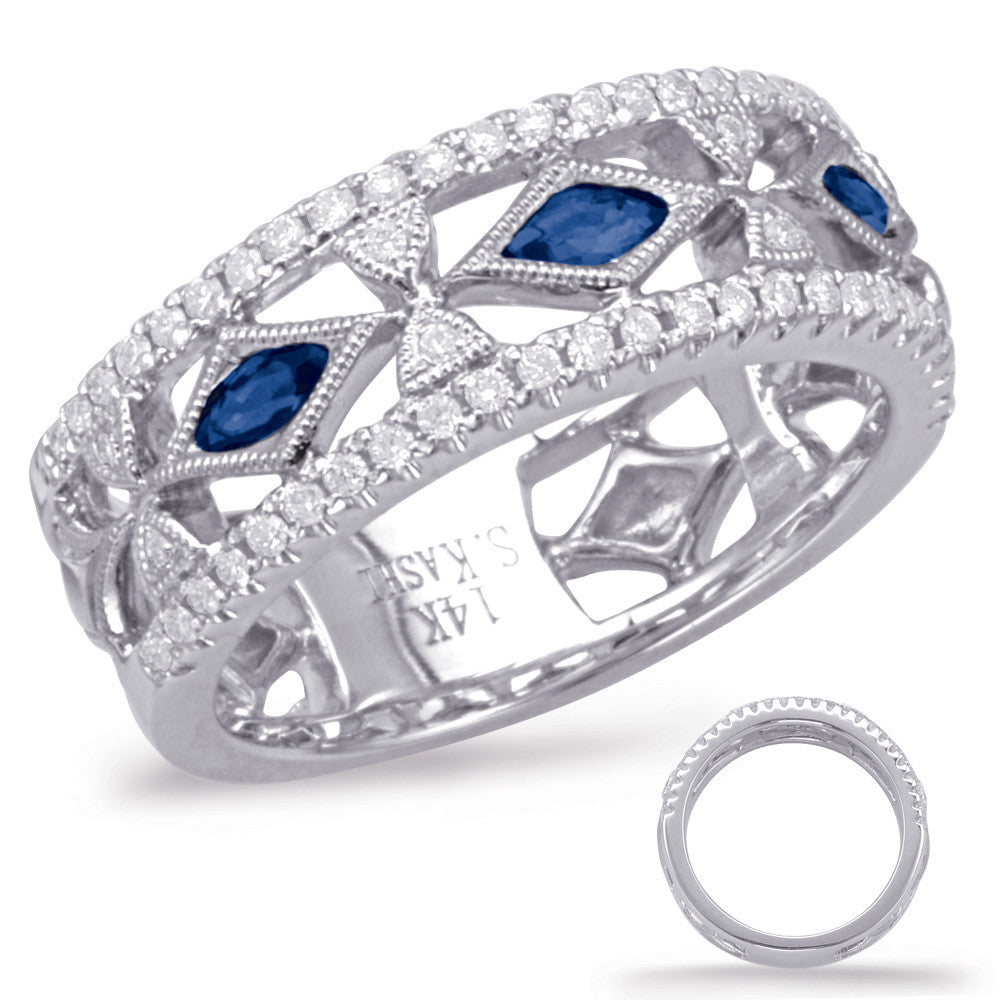 White Sapphire & Diamond Ring  # C5811-SWG - Zhaveri Jewelers