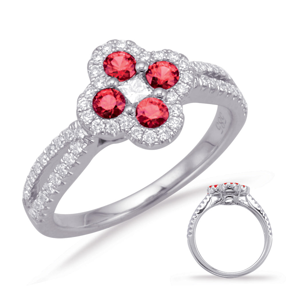 White Gold Ruby & Diamond Ring - C5817-RWG