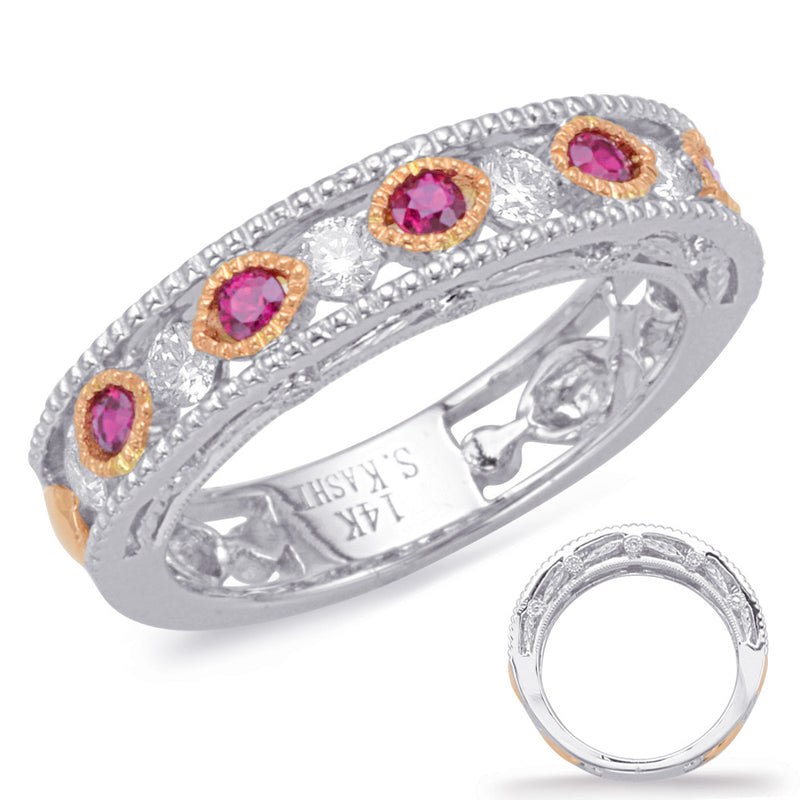 Rose & White Gold Ruby & Diamond Ring - C5819-RRW