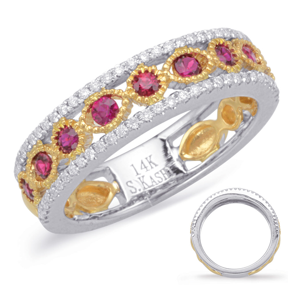 Yellow & White Gold Ruby & Diamond Ring - C5820-RYW