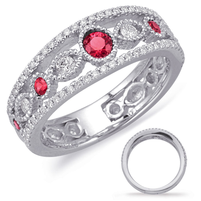 White Gold Ruby & Diamond Ring - C5822-RWG