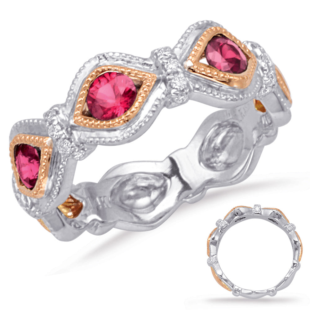 Rose & White Gold Ruby & Diamond Ring - C5826-RRW