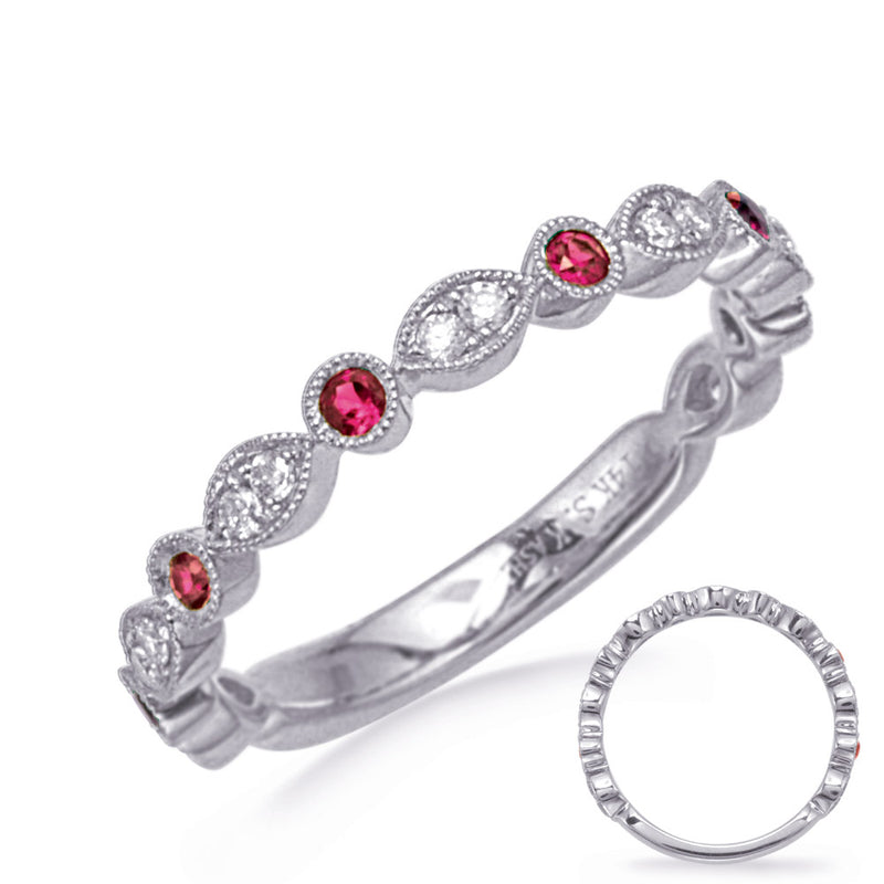 White Gold Ruby & Diamond Ring - C5827-RWG