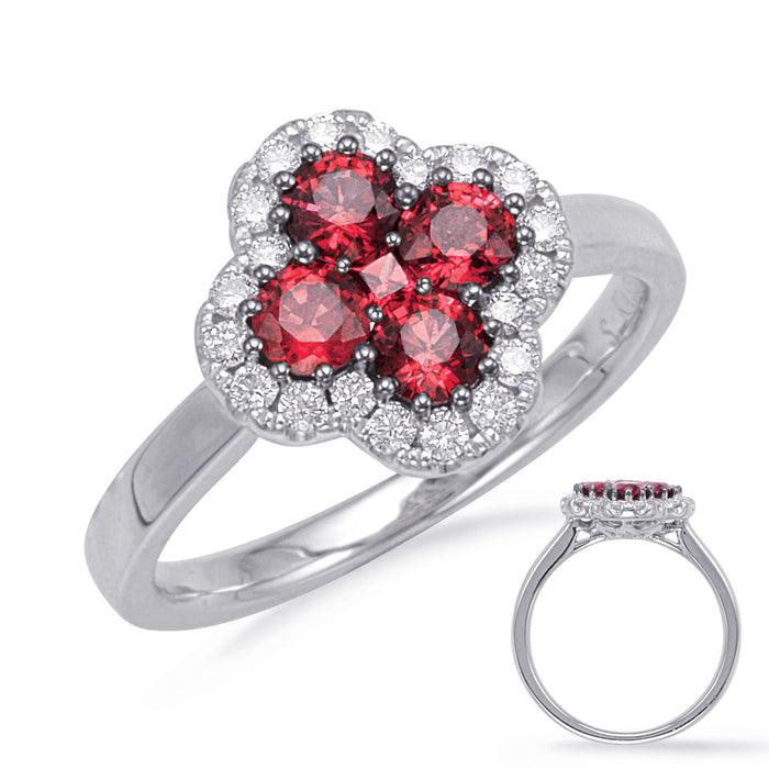 White Gold Ruby & Diamond Ring - C5828-RWG