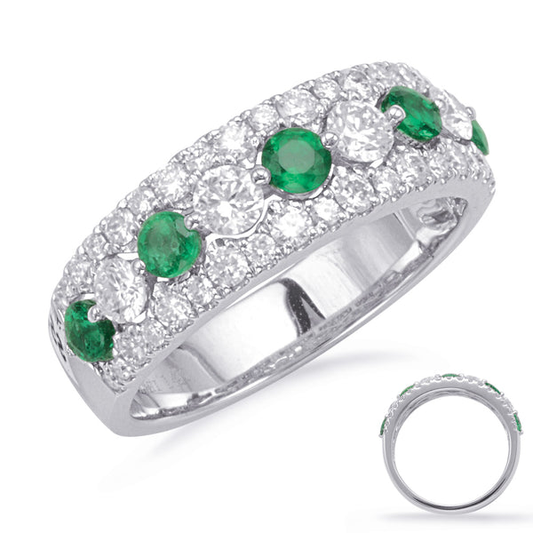 White Gold Emerald & Diamond Ring - C5829-EWG