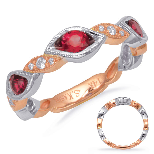 Rose & White Gold Ruby & Diamond Ring - C5830-RRW