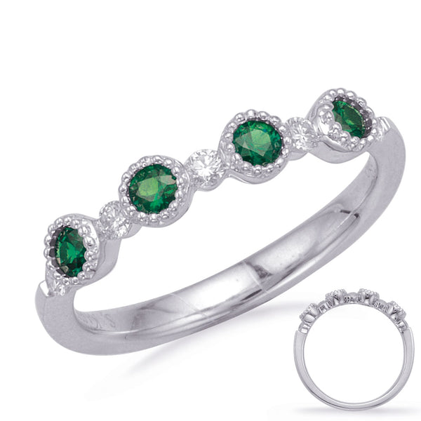 White Gold Emerald & Diamond Ring - C5831-EWG