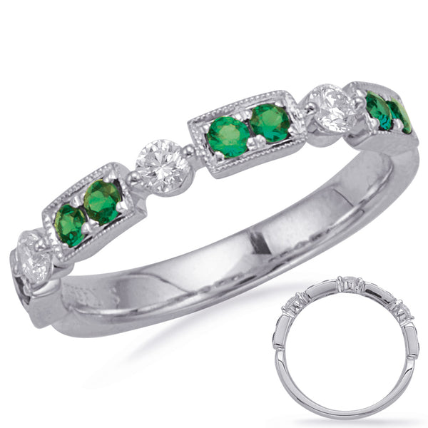 White Gold Emerald & Diamond Ring - C5833-EWG