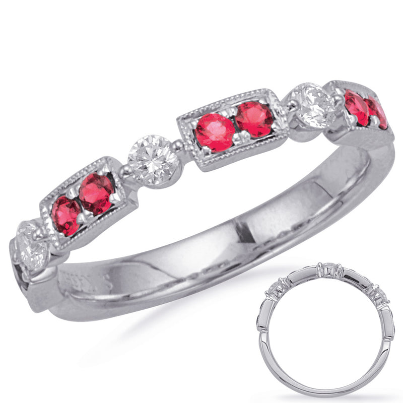 White Gold Ruby & Diamond Ring - C5833-RWG