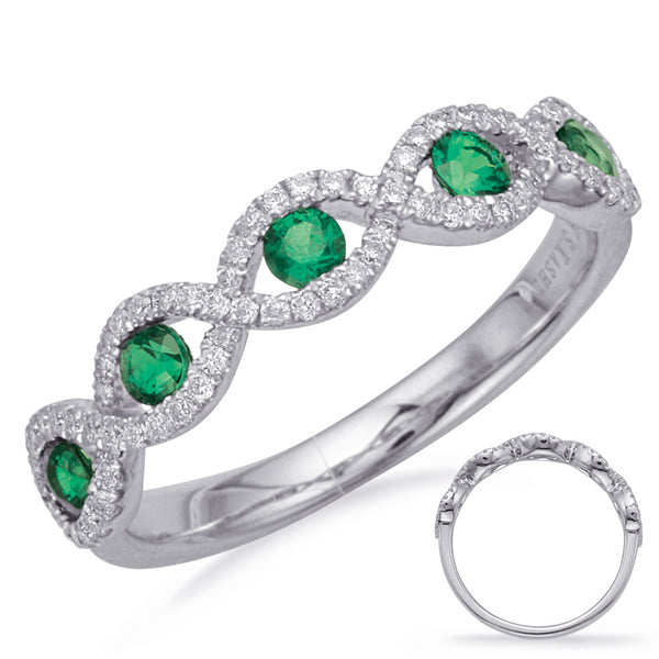 White Gold Emerald & Diamond Ring - C5834-EWG