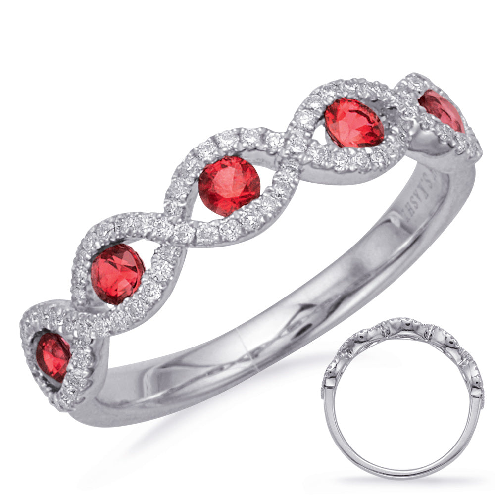 White Gold Ruby & Diamond Ring - C5834-RWG