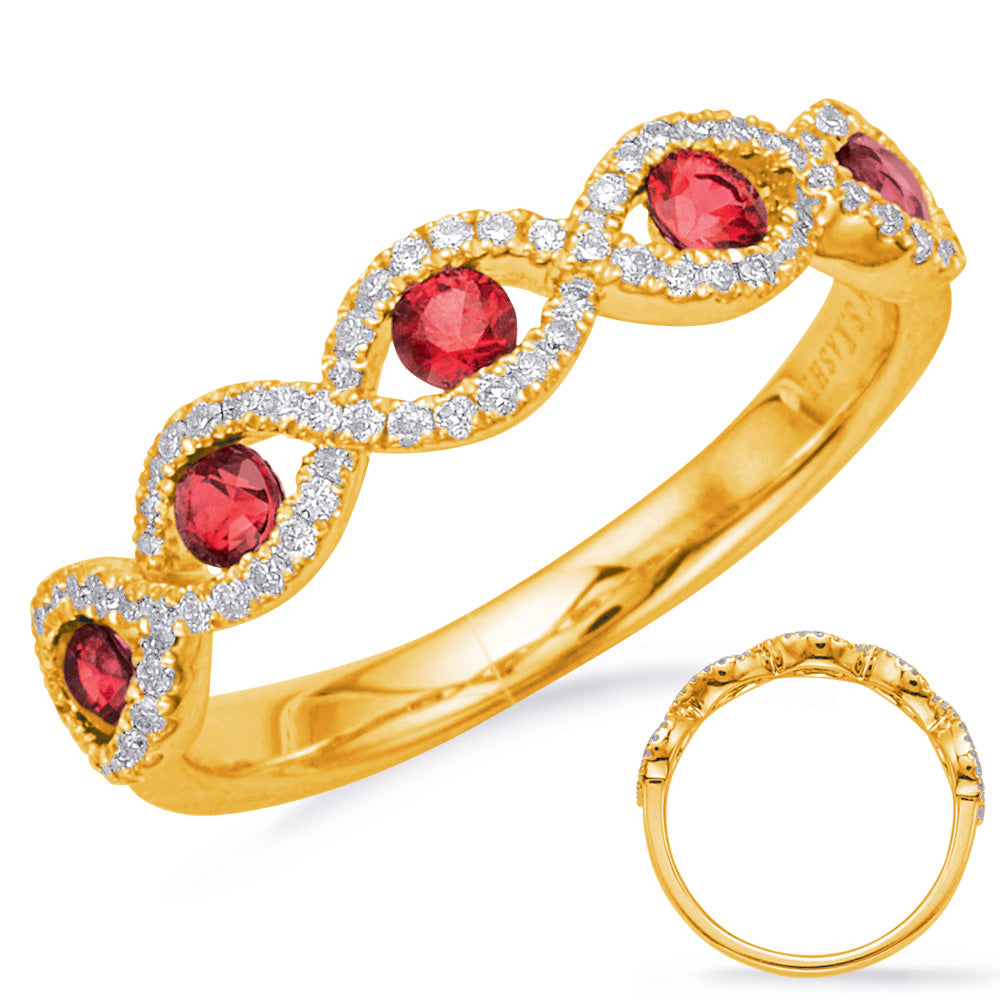 Yellow Gold Ruby & Diamond Ring - C5834-RYG