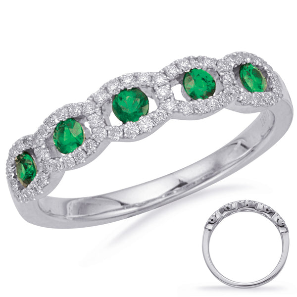 White Gold Emerald & Diamond Ring - C5835-EWG