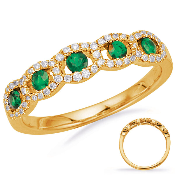 Yellow Gold Emerald & Diamond Ring - C5835-EYG