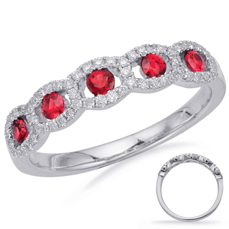 White Gold Ruby & Diamond Ring - C5835-RWG