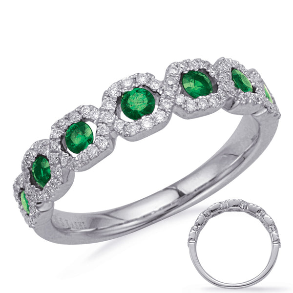 White Gold Emerald & Diamond Ring - C5836-EWG