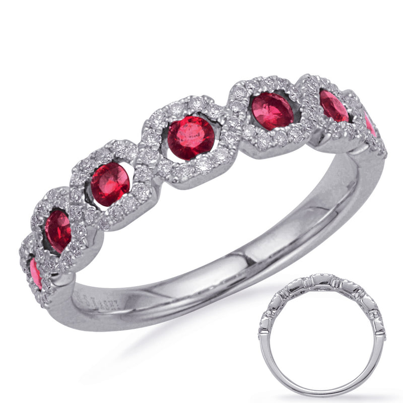 White Gold Ruby & Diamond Ring - C5836-RWG