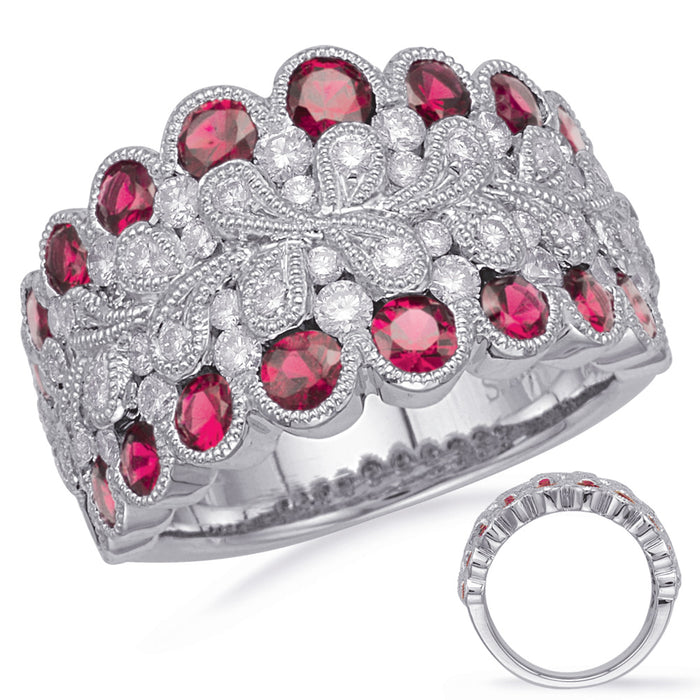 White Gold Ruby & Diamond Ring - C5837-RWG