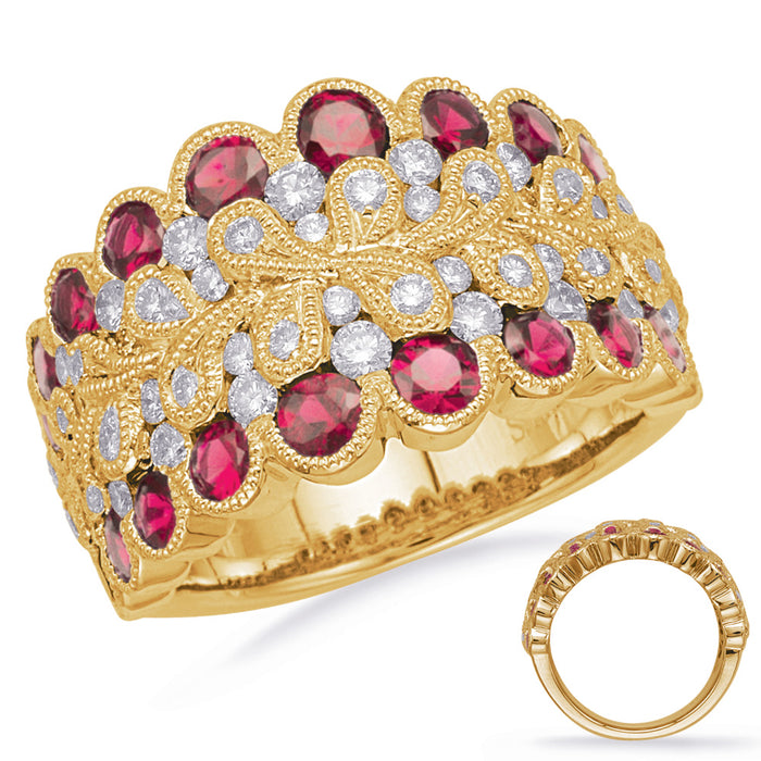 Yellow & White Gold Ruby & Diamond Ring - C5837-RYW